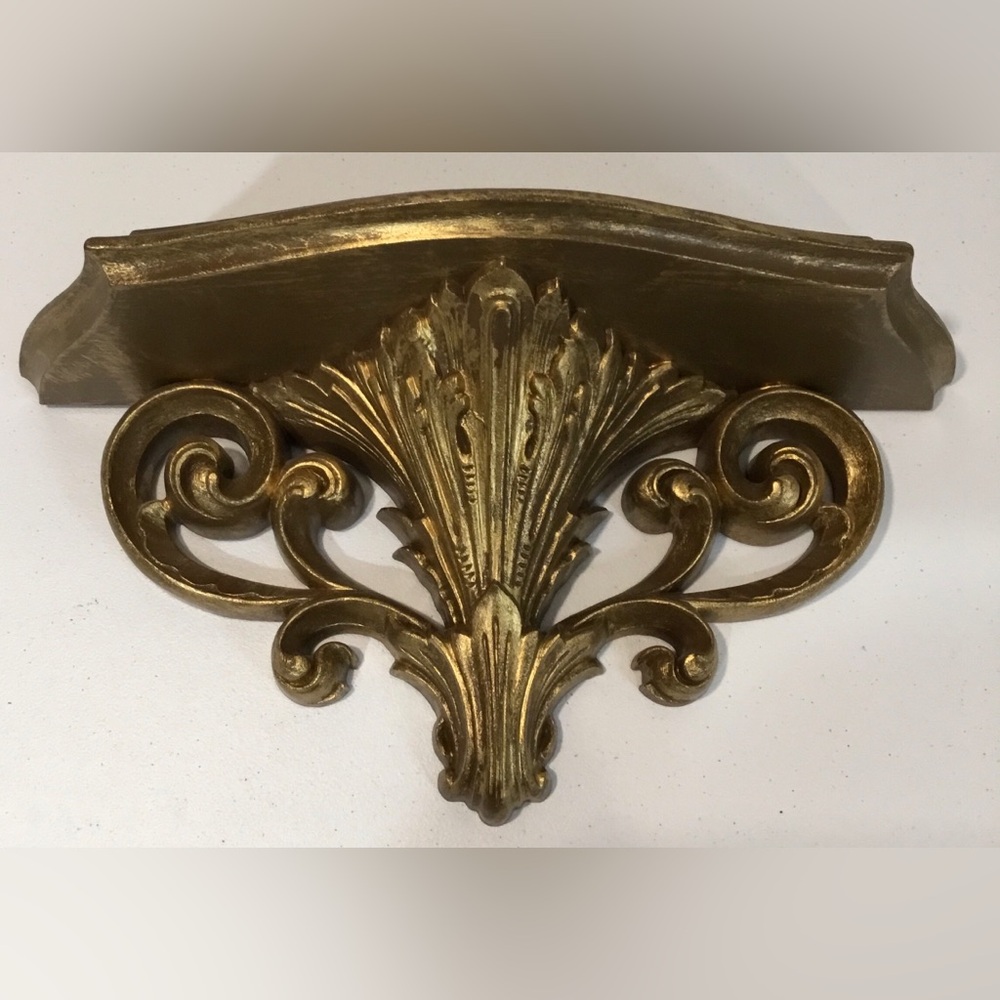 Vintage Burwood 1960s wall shelf Gold Plastic #2149